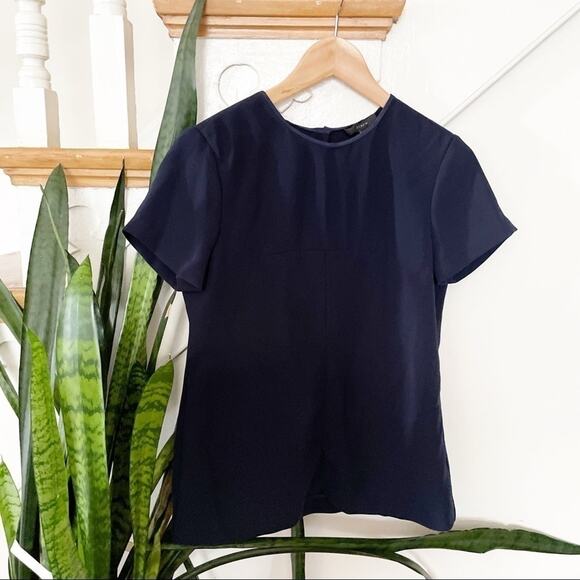 J Crew Short Sleeve Round Neck Blouse Blue Size 2 - Picture 1 of 8